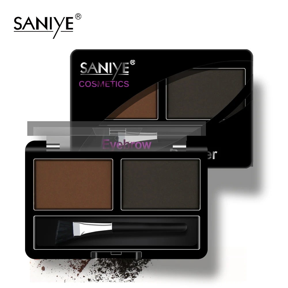 SANIYE 2 Colors Eyebrow Powder Palette Eye Brow Enhancer Professional Waterproof Makeup Eye Shadow With Brush E0220
