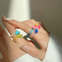rings for women acrylic ring set color personality fashion punk vintage niche love bear index finger ring jewelry accessories
