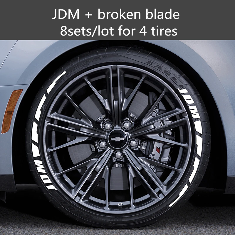 8bflares8JDM Белые резиновые буквы, наклейки на шины, наклейки для тюнинга автомобиля, 3D логотип, универсальные перманентные наклейки на шины, комплекты колес, этикетки, сделай сам, Стайлинг - Название цвета: 8bflares8JDM