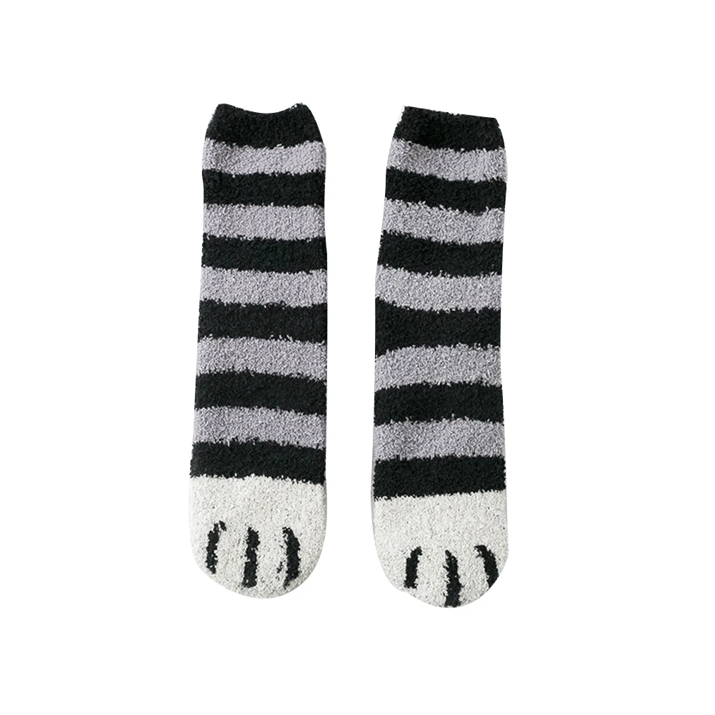 

Cartoon Women Autumn Winter Cats Paws Coral Fleece Homewear Warm Floor Socks