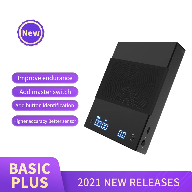 Timemore-b&aacute;scula de caf&eacute; b&aacute;sica + Plus, balanza Digital electr&oacute;nica inteligente para cocina, con temporizador autom&aacute;tico para Espresso, color negro, 2021-0