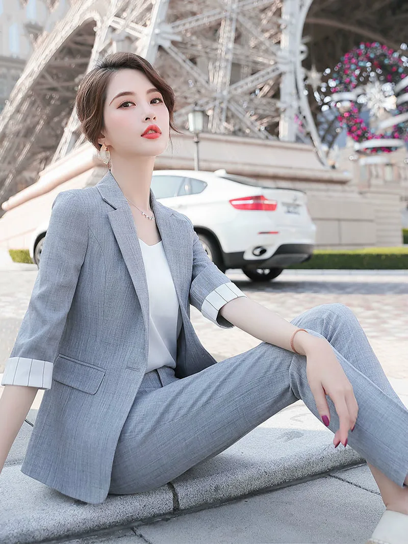 Small Suit Jacket Women's 2020 Summer Short Slim Section Short-Height Casual Three-Quarter Sleeve Small Suit Jacket Thin Fashion