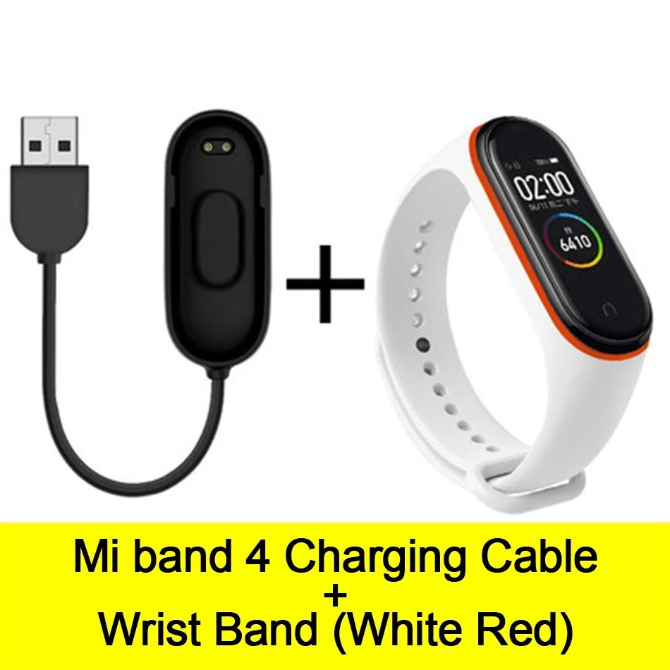 Cable-White Red Usb-кабель для зарядки mi Band 4, шнур для зарядного устройства, Сменный Адаптер для Xiao mi Band 4, NFC, линия для зарядки+ браслеты - Цвет: Cable-White Red