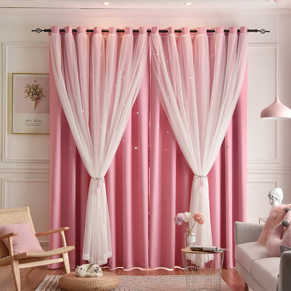 

2 pcs Modern Curtains for Bedroom Window Curtains Hollowed Out Stars Shading Curtain For Living Room Drape Home Decor