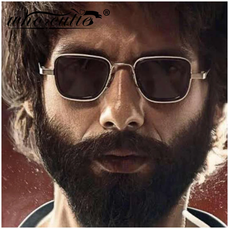 Kabir Singh Стиль Знаменитостей индийский фильм солнцезащитные очки мужские фирменный дизайн квадратная оправа фильм мужские модные солнцезащитные очки оттенки S099