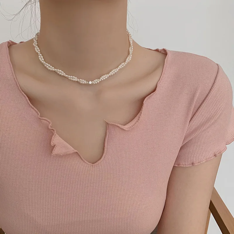 

Necklace Chains Pearl Clavicle Chain 2021 New Female Necklace Light Luxury Design Feeling Fairy Necklace Fasion Jewellery Boho