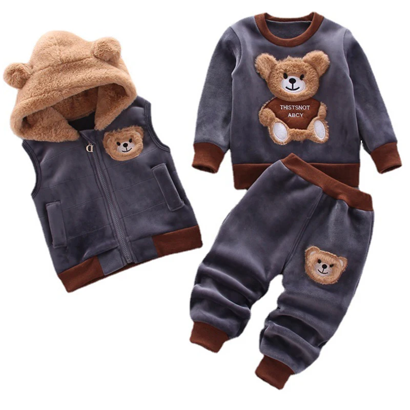 Куртка и штаны детские на флисе с капюшоном зимние теплые 3 шт. | Детская одежда