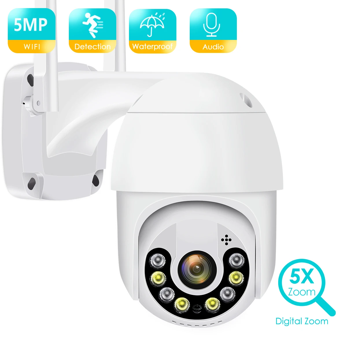 BESDER 5MP IP Camera PTZ Security Outdoor WiFi Human Detect Auto Tracking 5X Digital Zoom Surveillance Cameras CCTV ICSee | Безопасность