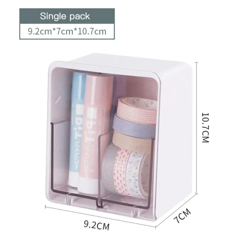 

Creative Double-grid Cotton Swab Storage Box Lipstick Finishing Plastic Transparent Desktop Storage Box With Lid Dormitory