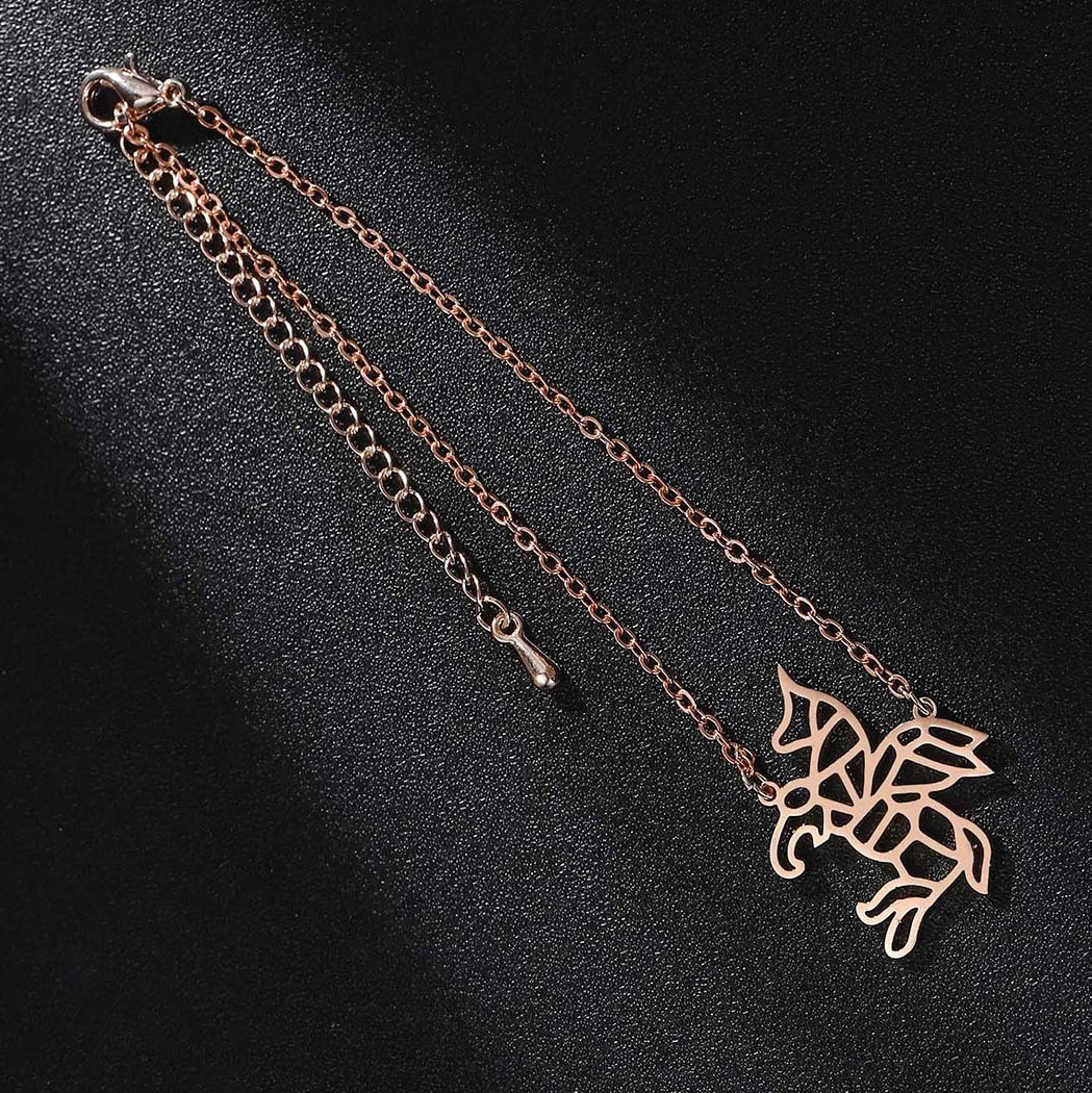 Женский браслет с единорогом Kinitial из нержавеющей стали Простая Регулируемая