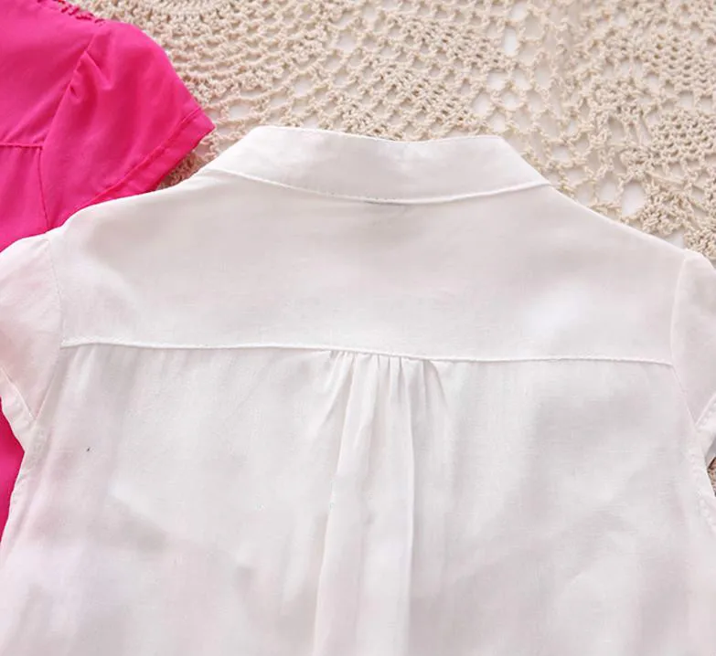 Белая блузка в стиле ретро для девочек топы с кружевом подростков на весну и лето