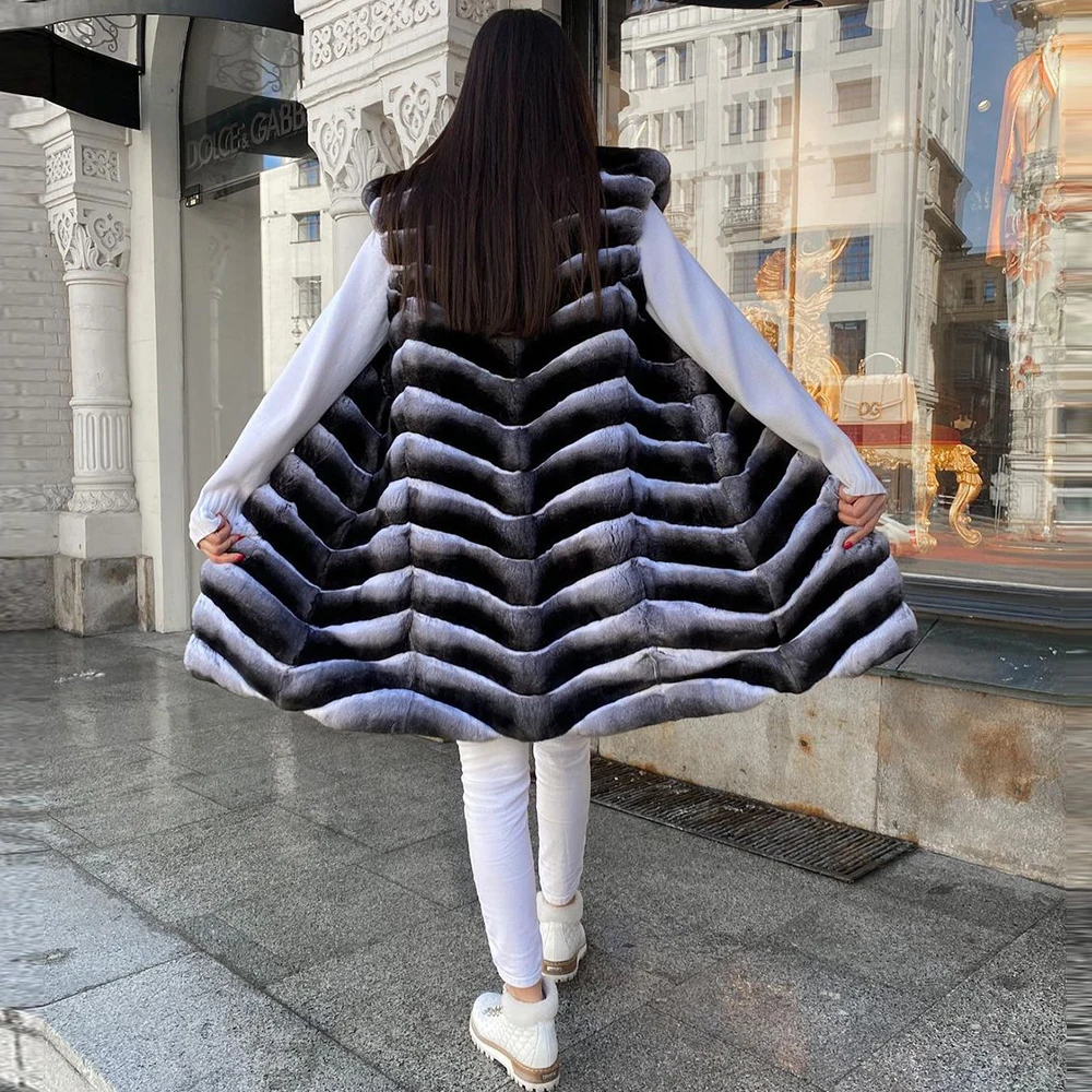 Winter Fashion Real Rex Rabbit Fur Vest Chinchilla Color Natural Whole Skin Genuine Rex Rabbit Fur Vest Stand Collar Overcoats