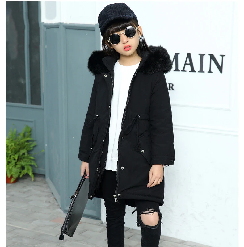 Детская зимняя куртка с большим меховым воротником для мальчиков и девочек 4 6 8