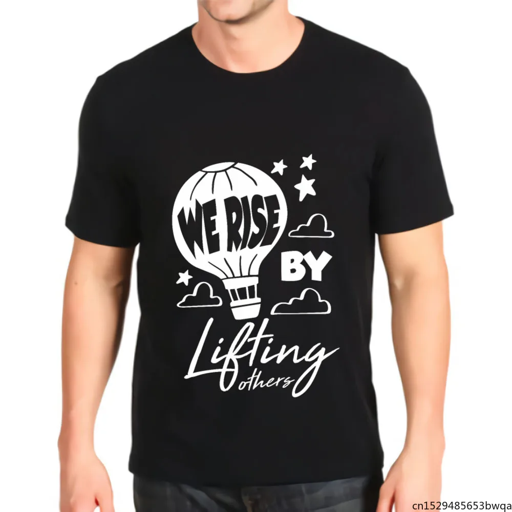 

Graphic Retro We Rise By Lifting Others Hot Air Balloon Print New Top Men's T-shirt