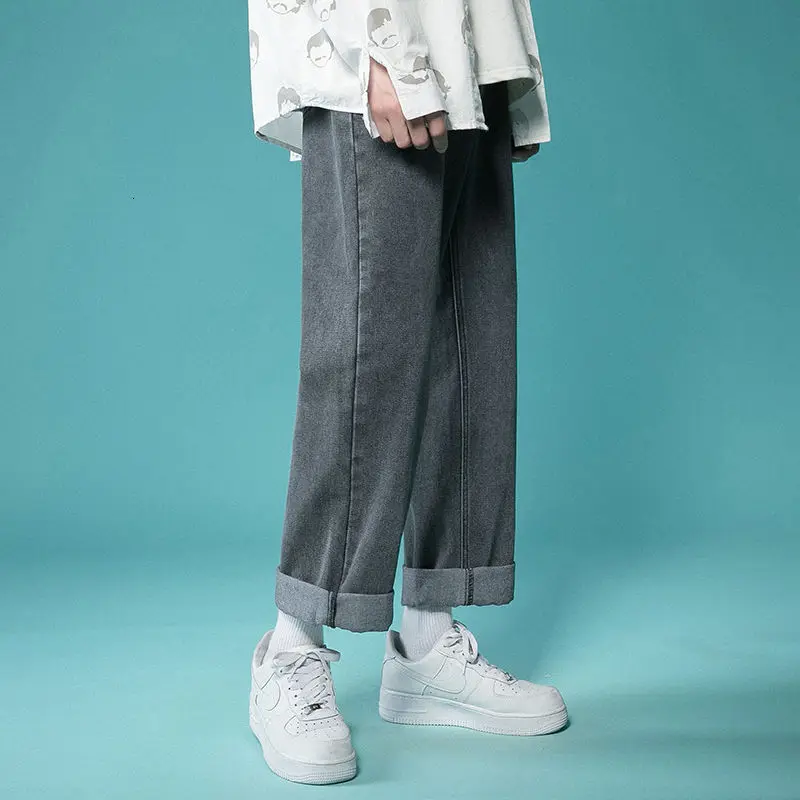 Summer Wide-leg Jeans Men's Fashion Retro Baggy Harajuku Jeans Men Streetwear Loose Hip-hop Straight-leg Denim Trousers Mens