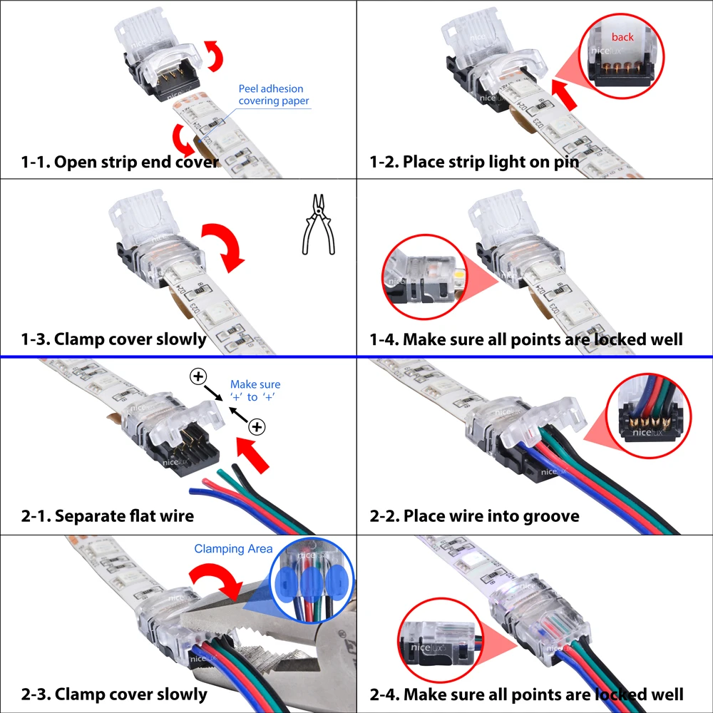 10 шт. 2/3/4/5/6pin RGBW Светодиодные ленты Разъем для одного 3528 5050 WS2812B снятие изоляции
