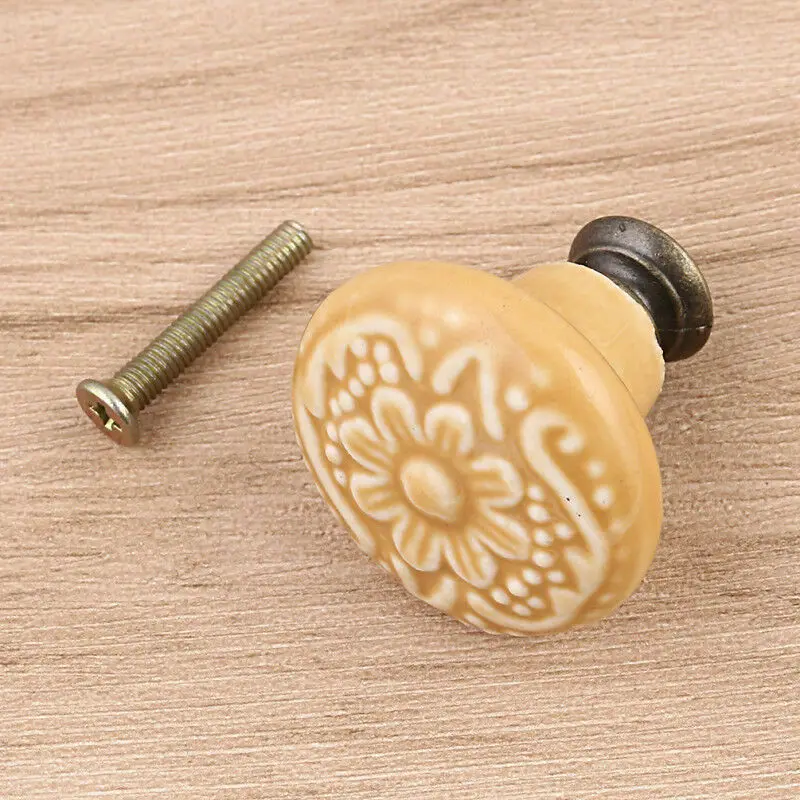 Набор из одной винтажной керамической дверной ручки для шкафа ящика гардероба