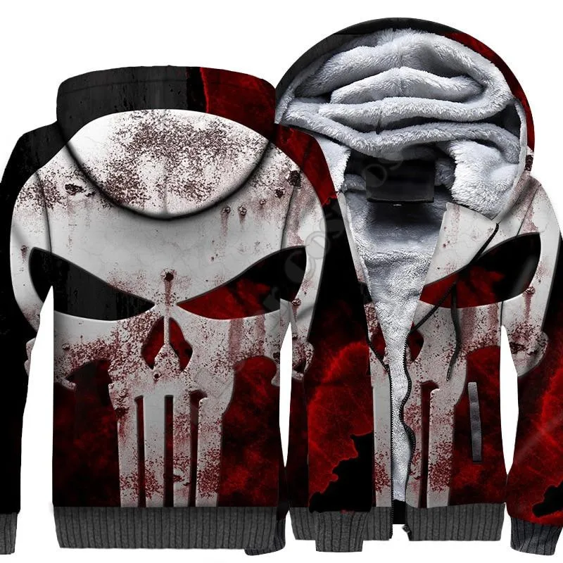 

Flame Skull 3D printed Fleece zipper Hoodies Men Women Winter Warm double plus velvet jacket cosplay costumes 06