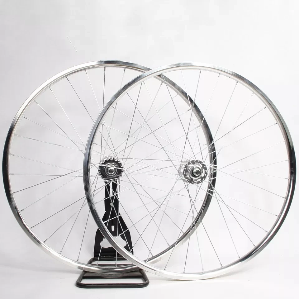 700C Fixed Gear Bike Retro Silver Wheels Aluminum Alloy Fixie Wheelset Single Speed Bike Racing Wheel with High Strength Rim