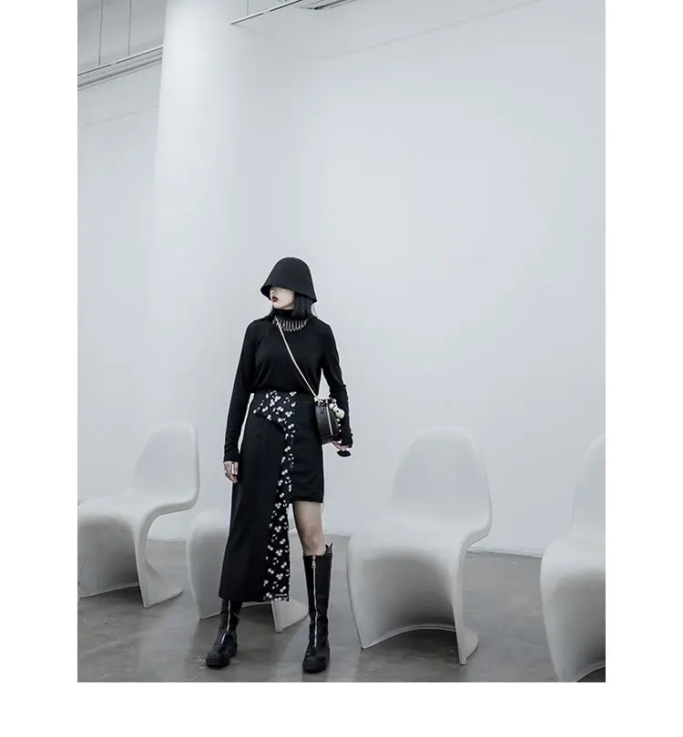 XITAO, женская футболка с высокой талией, модная, новинка, осенняя, элегантная, водолазка с кисточками, из кусков, плиссированная, черная, миноритарная, футболка DMY1028