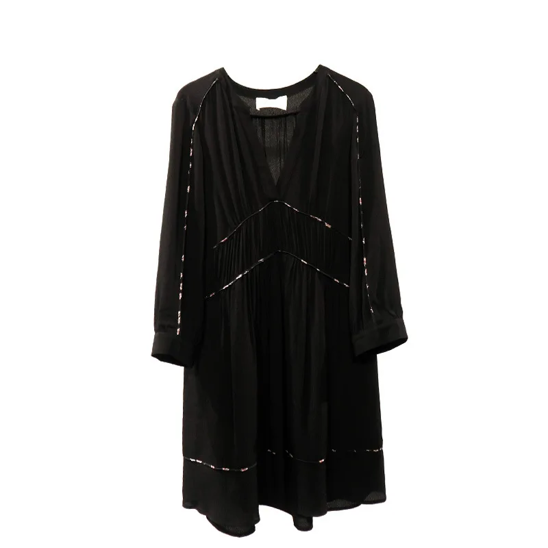 Elfbop женское 2019 Новое короткое платье с длинным рукавом и V-образным вырезом со