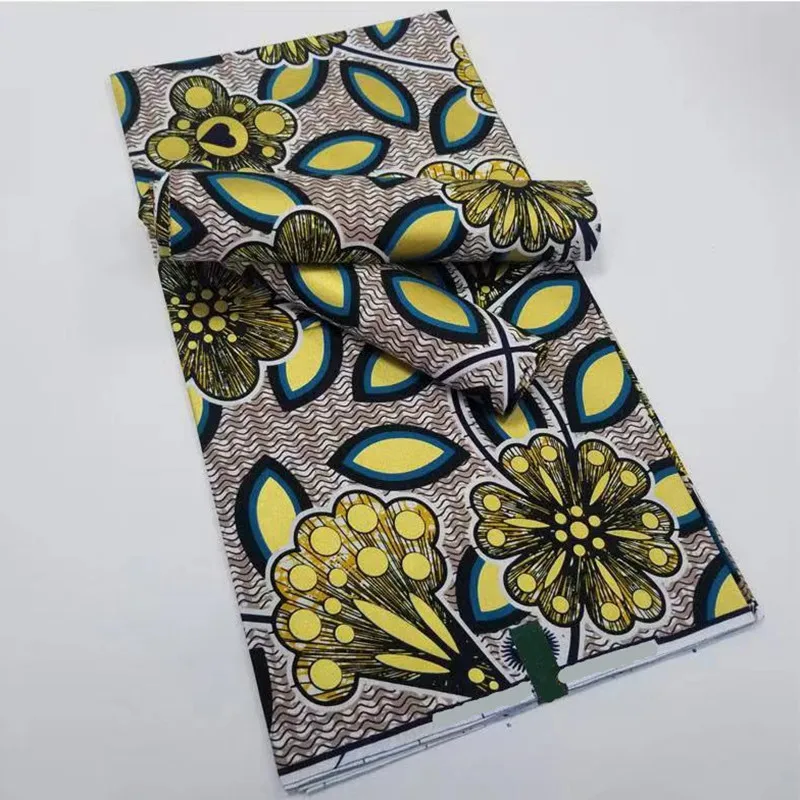 

Wholesale Price African Golden real Wax Fabric 100% Cotton Batik Ankara Original High Quality New Material Pagne Maintenant F2-6