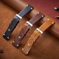new oil max leather 20mm 22mm watch strap handmade wristband belt brown coffee watchband quick release