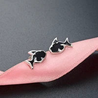 fashion creative fish earrings accessories s925 silver trendy dripping oil lady student earrings jewelry
