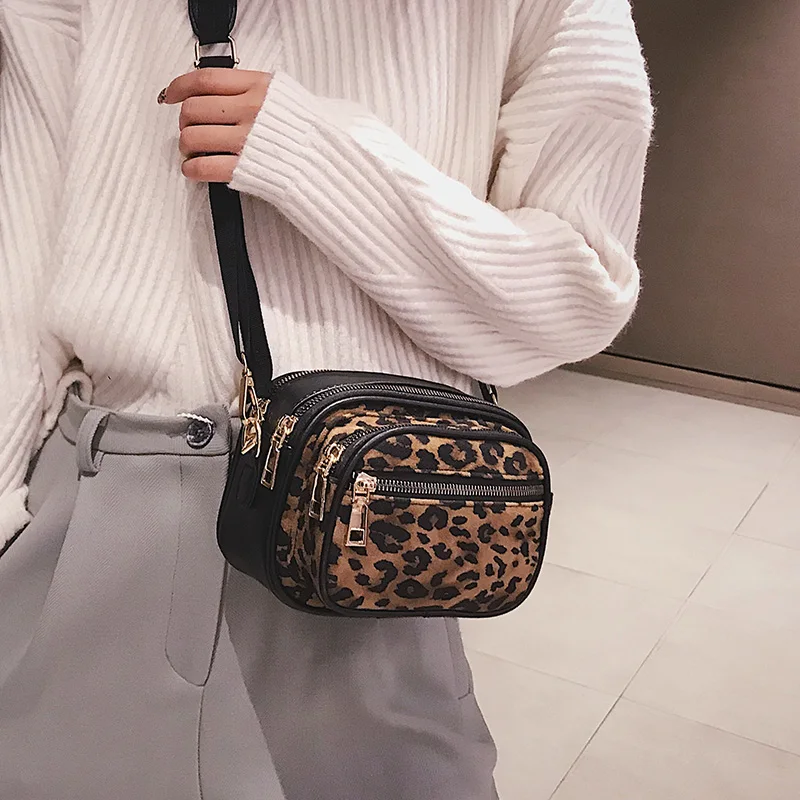 Модная женская сумка мессенджер с леопардовым принтом мини через плечо женские