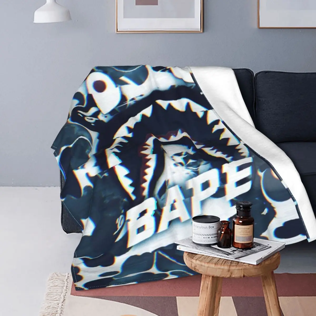 

Hypebeast Shark Winter Flannel Fleece Throw Blanket Shaggy Fuzzy Quilt Home sofa Bedroom Bedding Throws adult Graphic