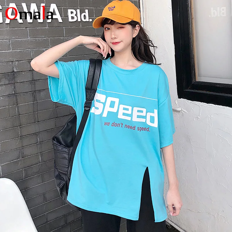 Летние женские футболки Ulzzang с коротким рукавом большого размера буквенным