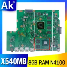 AKEMY X540MB Mainboard For ASUS X540MB A540M X540M motherboard 8GB RAM N4100 processor laptop motherboard 100% tested and sent