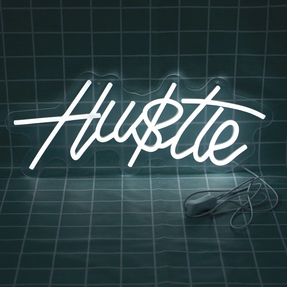 Hustle Led Neon Sign Lamp for Room Wall Bedroom Decor Hanging USB Night Lighting Silicone Flexible Art Decoration Neon Lights