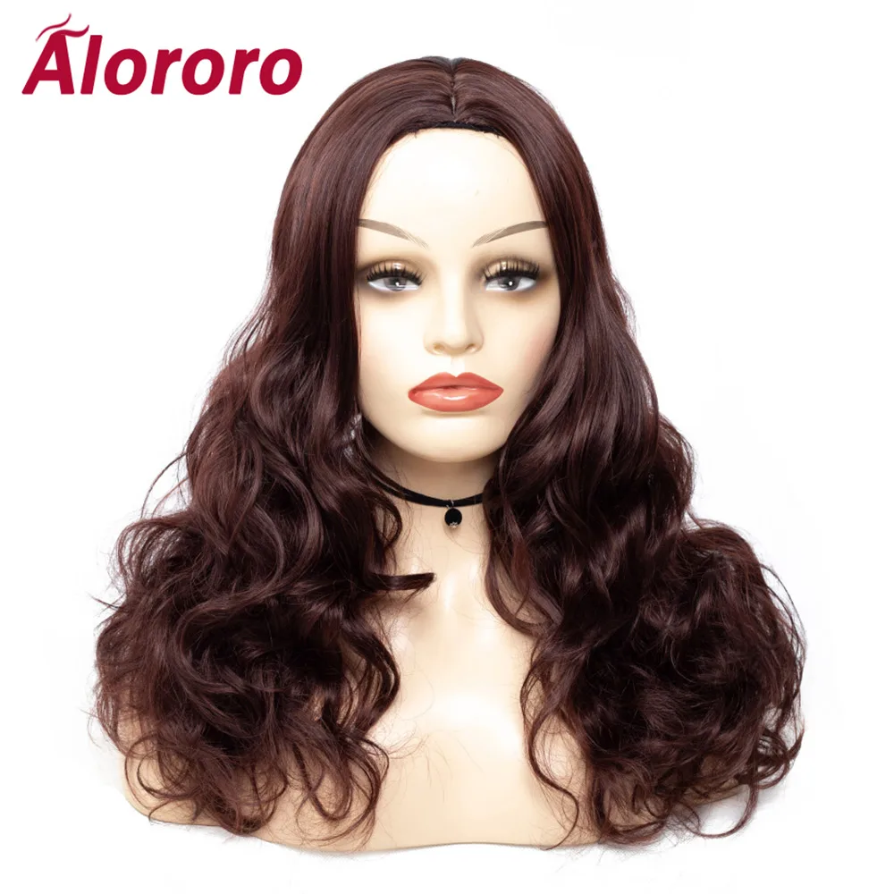 

Alororo коричневый парик, синтетические вьющиеся парики для женщин, длинный волнистый парик, косплей, Натуральные Искусственные волосы, высокотемпературная проволока, женские волосы