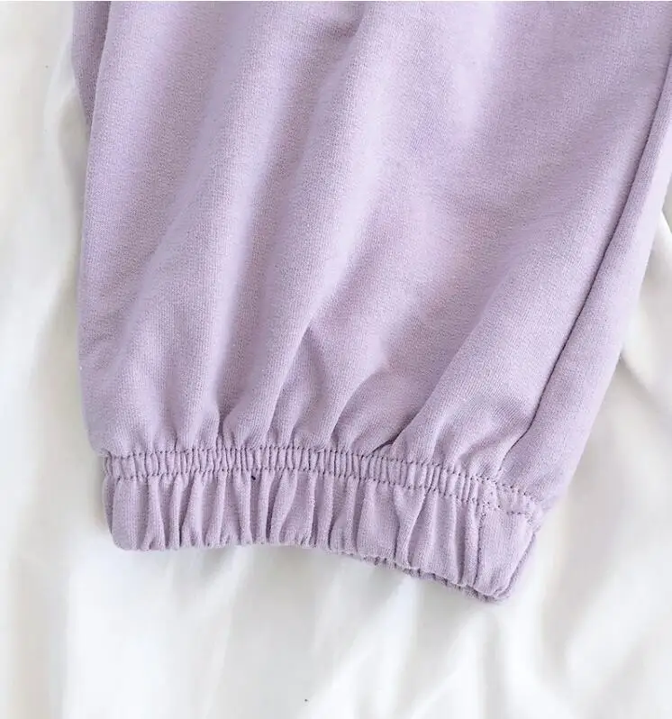 

Candy-colored elastic waist lace up loose and comfortable straight casual trousers