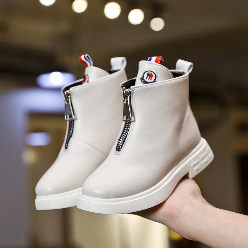 Новые осенние и зимние детские ботинки модные martin с мягкой подошвой