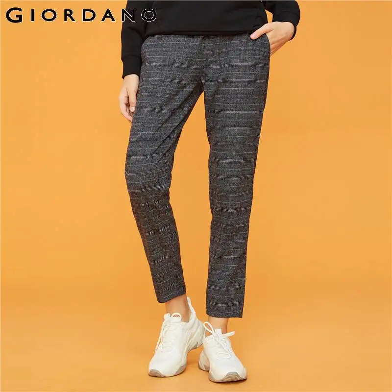 Giordano женские брюки облегающие эластичные со средней посадкой Fashon плед Calca Feminina