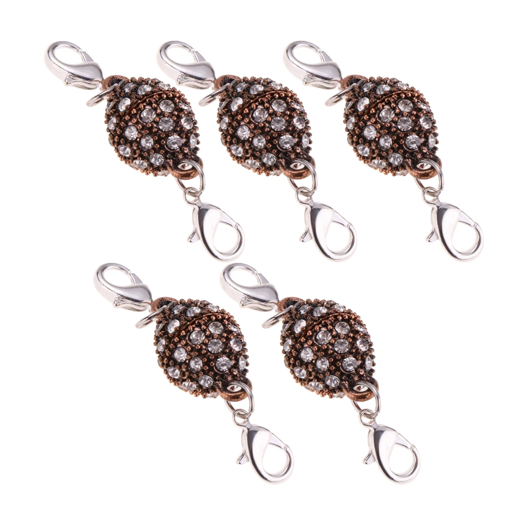 

5 Piece Crystal Magnetic Hook Lobster Clasp for DIY Converter Antique Oval Rhinestone Paved Clasp Buckle