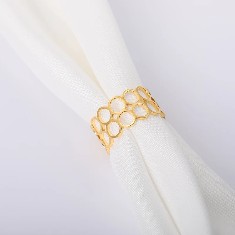 Простое двойное кольцо женское ювелирное изделие золотистое из нержавеющей