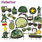 20 штук Эми Военная униформа в стиле сделай сам; Реквизит для фотокамер; С капюшоном с изображением на день рождения с камуфляжным принтом вечерние Декор реквизит фотокабинки армейские солдатские тематическая вечеринка на день рождения вечерние пользу