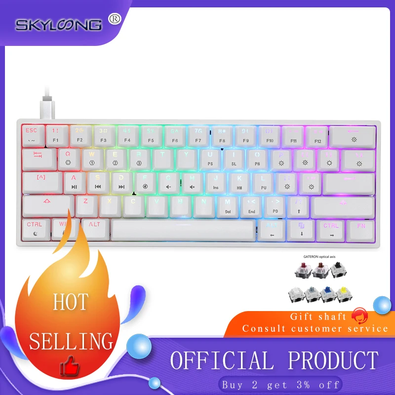 gk61 sk61 61 key mechanical keyboard usb wired led backlit axis gaming mechanical keyboard gateron optical switches for desktop free global shipping