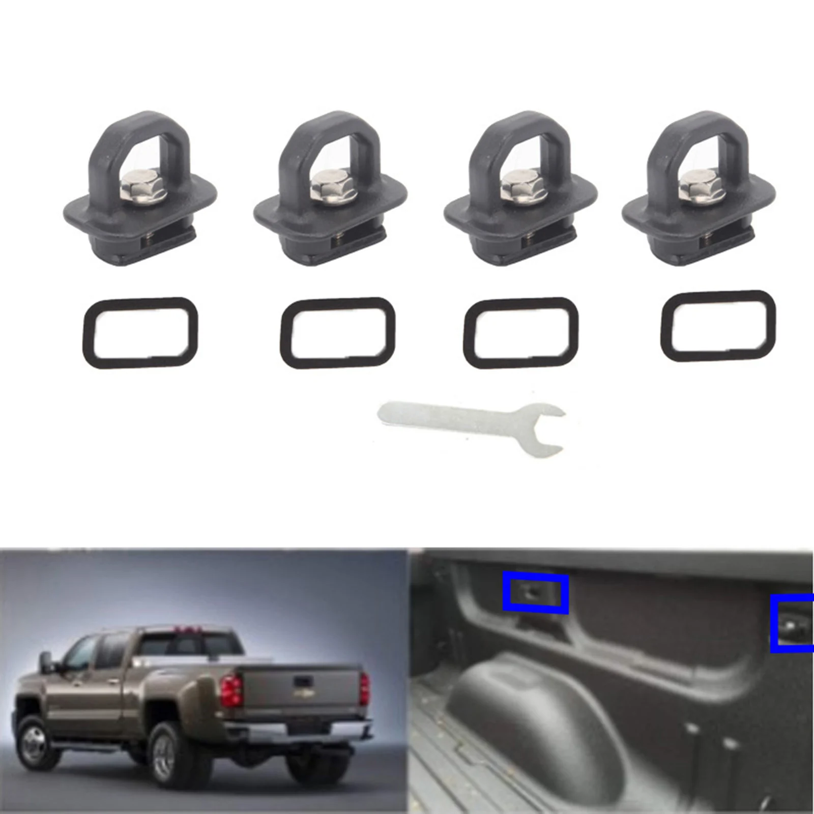 

Tie Down Anchors Aluminum Alloy Retractable Hooks Side Wall Rings Tie Downs for Chevy Silverado Pickup Trucks Accessories