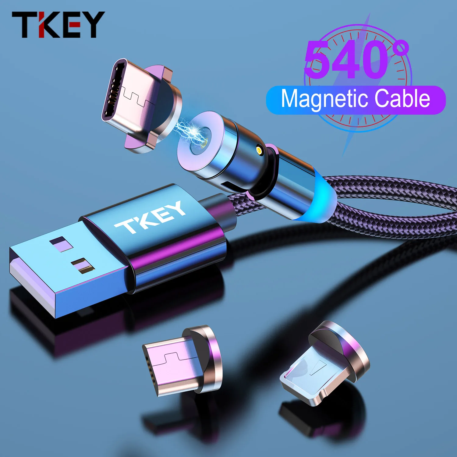 

Magnetic Cable 1m 2m Type C Micro USB Mobile Phone Quick Charging 540° Rotating For iPhone 12 11 XR 8 Samsung S9 S8 Xiaomi Redmi