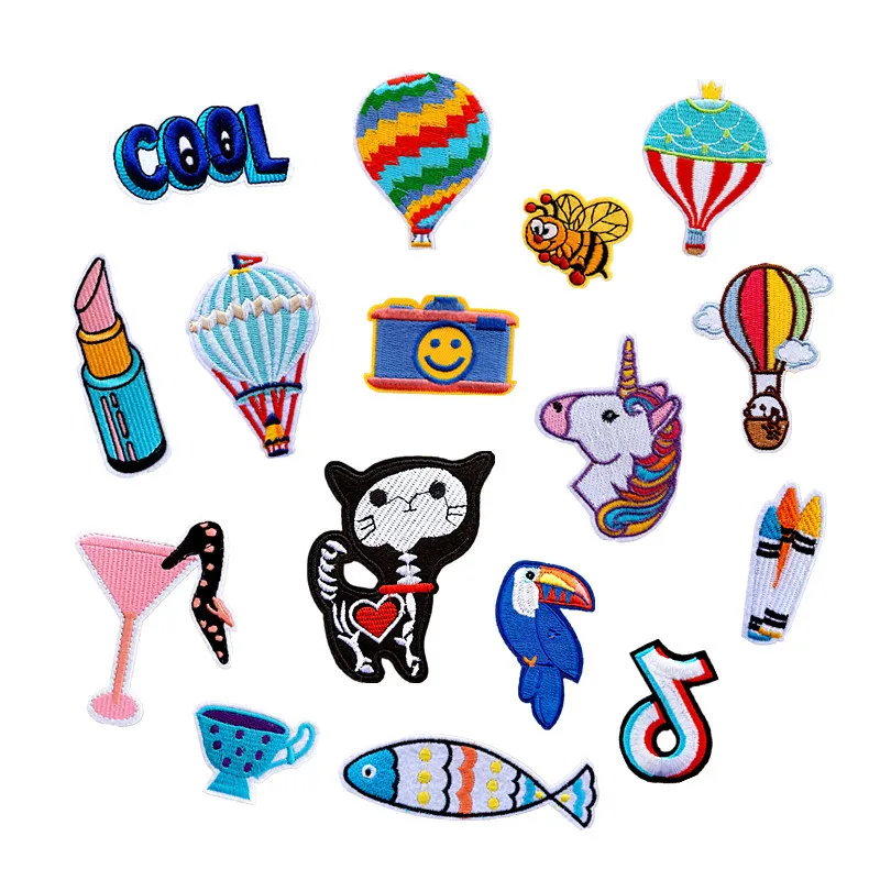 Железные Пластыри для одежды с вышивкой пчелы кошки попугая термоклеевые