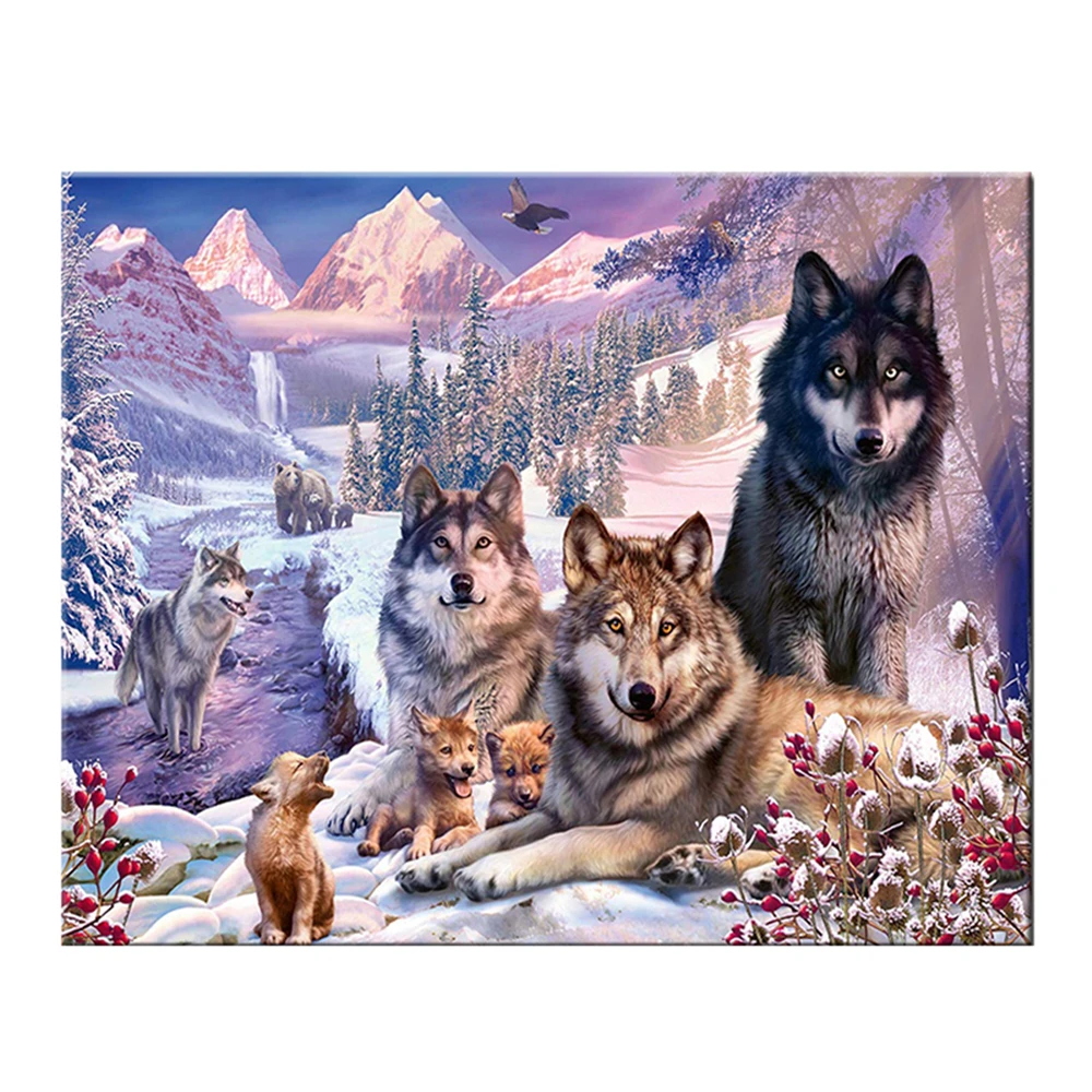 Животного с принтом волка 11CT Вышивка крестом Комплект DMC Темы ремесло Настенная