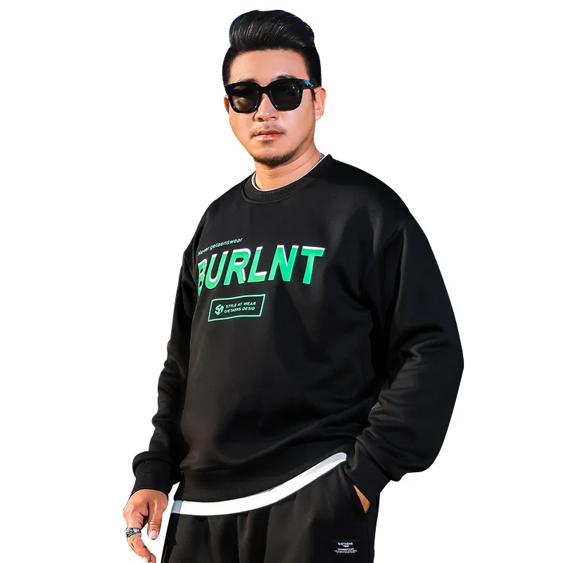 

GD17 SixJiachao brand large winter letter printing fashion large casual round neck Plush black sweater 8295