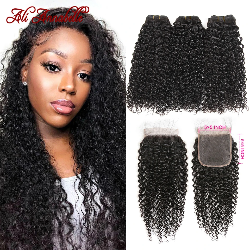 Перуанские вьющиеся пучки с застежкой 5X5 человеческие волосы волнистые волос Remy