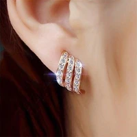 14k rose gold color earrings for women anillos wedding bizuteria gemstone yellow topaz diamond jewelry stud earring orecchini