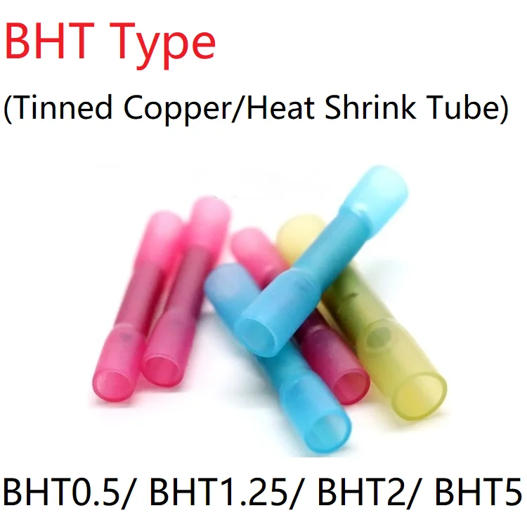 

5pc BHT0.5 BHT1.25 BHT2 BHT5 Heat Shrink Butt Connectors Solder Seal Wire Connectors Terminals Automotive Insulated Waterproof