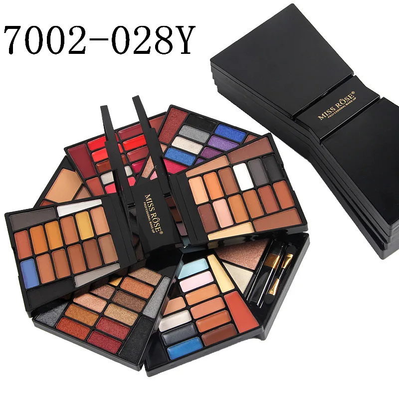 

Miss Rose cosmetics box 64 color eye shadow box 16 color lipstick cream 2 color highlights 6 color blush powder makeup box